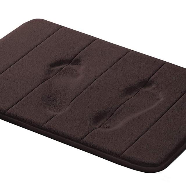 Flamingo P Soft Non Slip Absorbent Bath Rugs Bathroom Rug Set Memory Foam Bath Mats for Bathroom (Brown Striped Pattern, Size: W20 x L32)