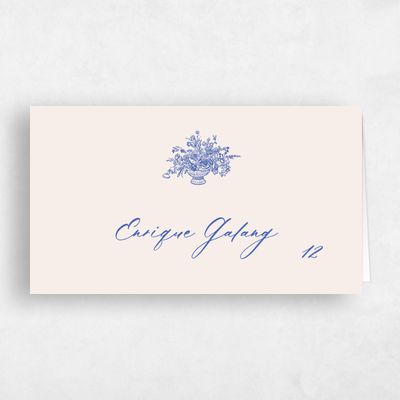 Blue Modern Wedding Place Card - Josette
