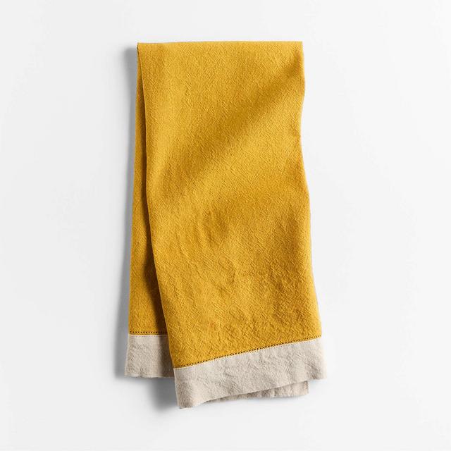 Marin Saffron Yellow Linen-Organic Cotton Blend Dish Towel