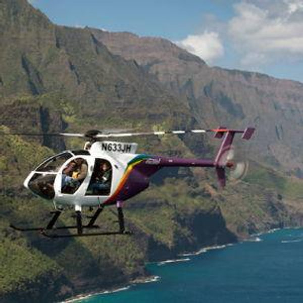 Convincing Gage to go on an open door helicopter with me in Hawaii