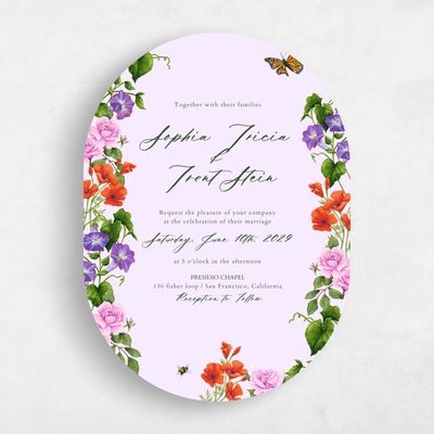 Purple Oval Wedding Invitation - Eterno Classic
