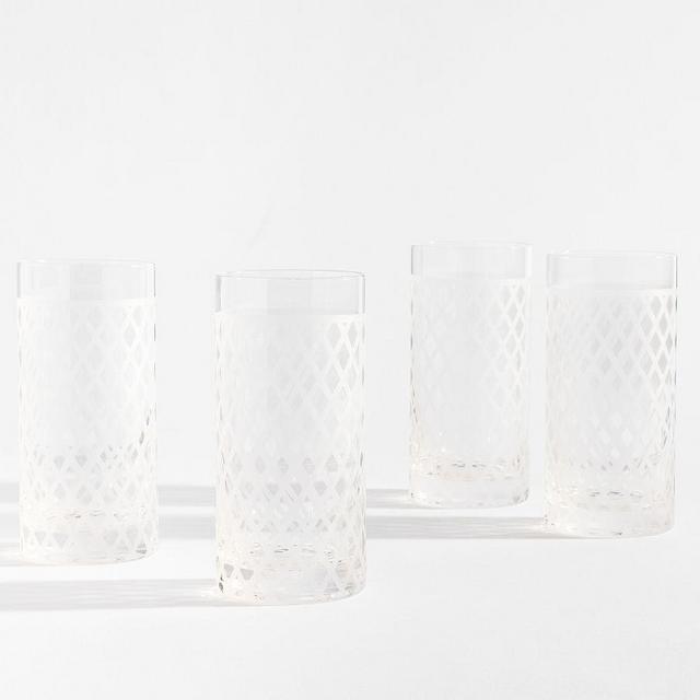 Monique Lhuillier Trelliage Highball Glasses, Set of 4 - Clear