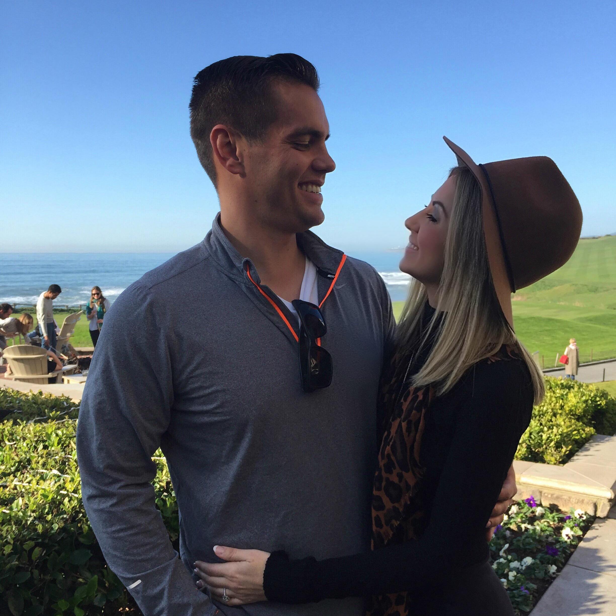 Pure happiness after the proposal in beautiful Half Moon Bay