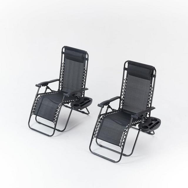 Casa Andrea Milano Outdoor Adjustable Zero Gravity Lounge Chair, Folding Patio Recliner with Headrest, Cup Holder, Side Tray
