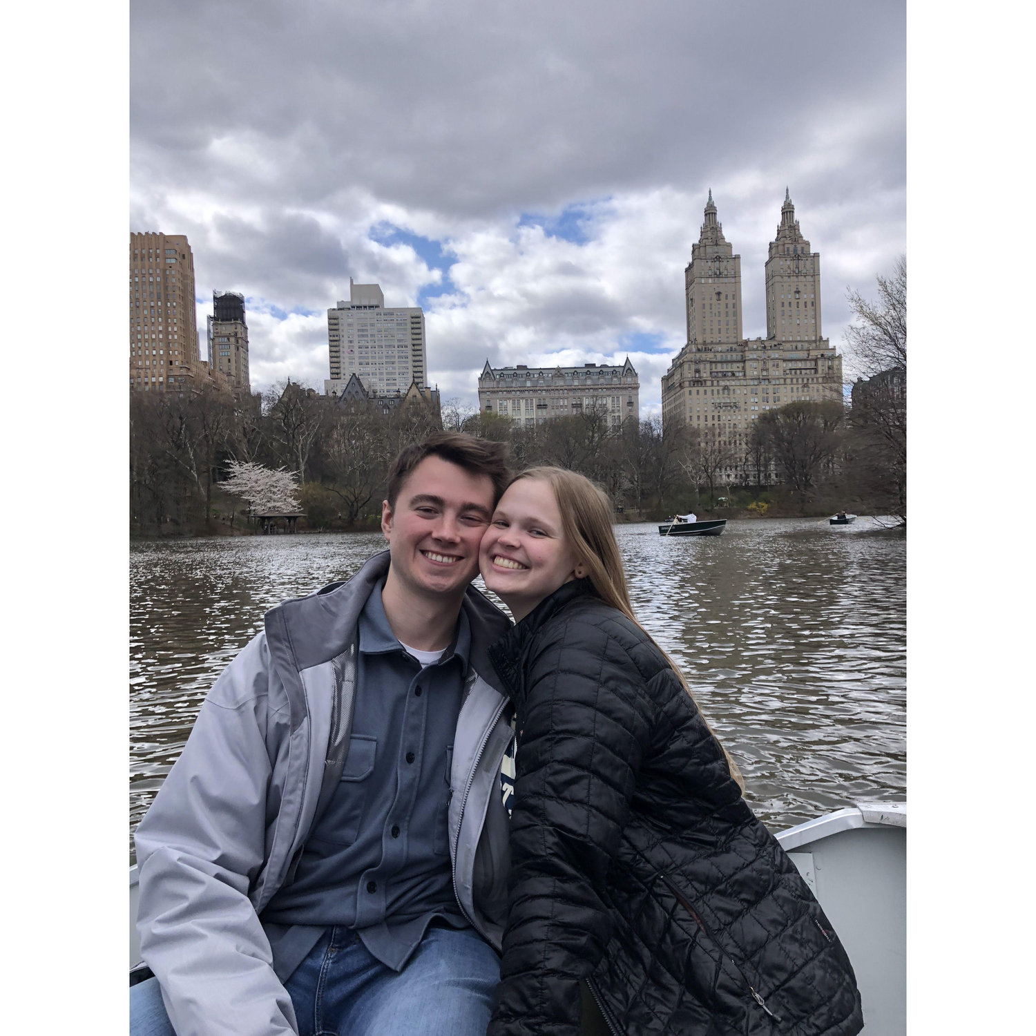 Margaux and Austin on a canoe ride in Central Park