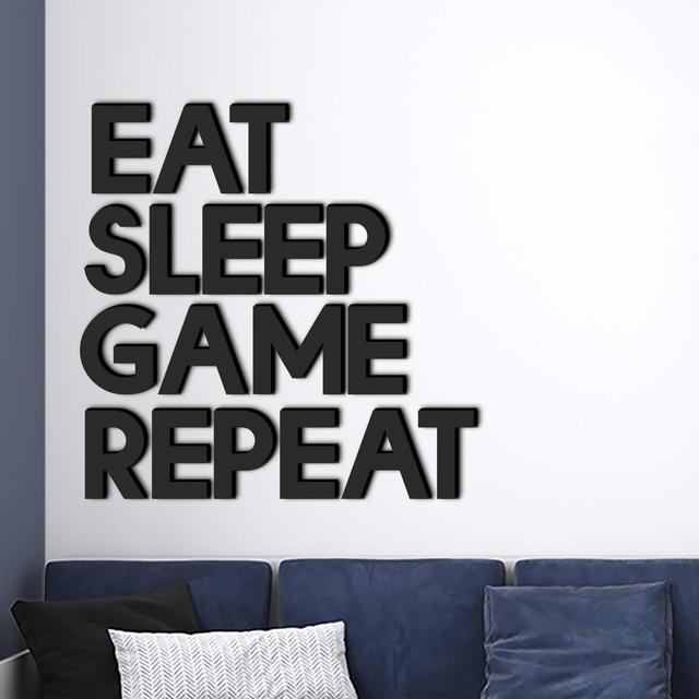 Large Eat Sleep Game Repeat Word Wall Decor | Gamer Room | Games Room | Bedroom Wall Art | Gamer Wall Art | Gaming Room Art| Acrylic Words |