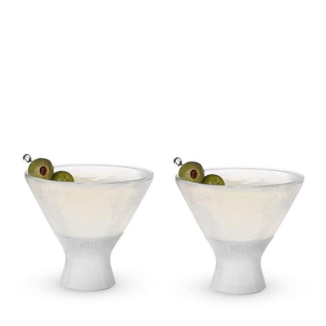 Host Freeze Insulated Martini Cocktail Glasses, Freezer Gel Chiller Double Wall Stemless Cocktail Glass, Set of 2, Glass