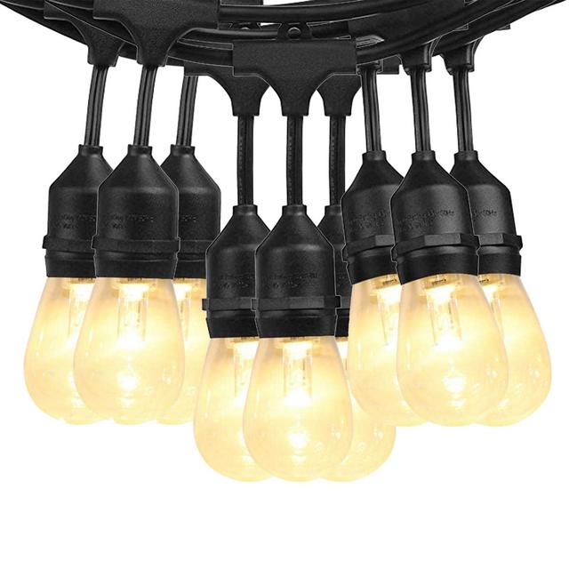 SUNTHIN LED 48 Foot Heavy Duty Outdoor Solar String Lights on Black Cable, Shatterproof w/ 17 G40 Bulbs & 4 Settings for Patio, Tent, & Garden, 3 Pack