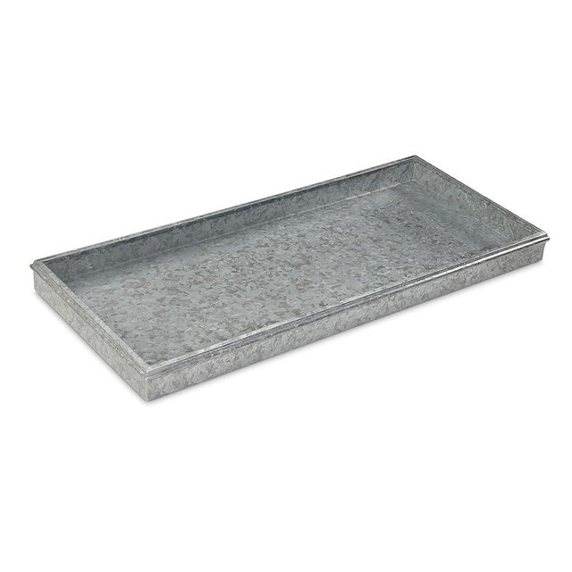 Good Directions Medium Boot Tray, Double Circles Multi-Purpose All Weather Decorative Boot Tray, Shoes, Plants, Garage, Patio Door, Pet Bowls, 30 inch Entry Indoor Shoe Tray, Galvanized Gray