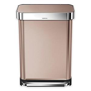 simplehuman® 55-Liter Rectangular Step Trash Can with Liner Pocket in Rose Gold