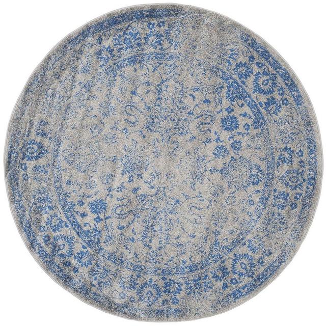 SAFAVIEH Adirondack Collection Area Rug - 6' Round, Grey & Blue, Oriental Distressed Design, Non-Shedding & Easy Care, Ideal for High Traffic Areas in Living Room, Bedroom (ADR109A)