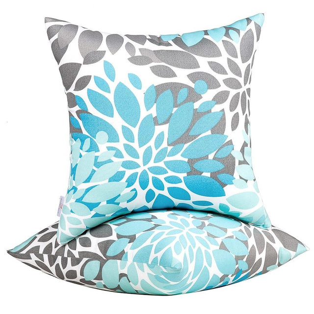 JMGBird Outdoor Pillows Waterproof Set of 2 Outdoor Throw Pillows with Insert Included 18×18 Inch Outdoor Pillows for Patio Furniture