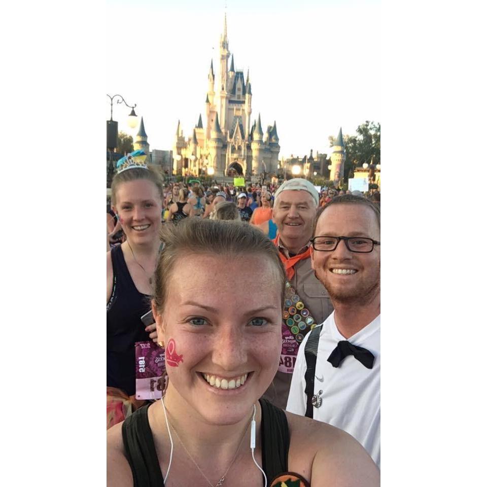 Our first & only half marathon together! ☺️ We dressed up from the Disney movie Up! Ellie, Carl, Kevin & the Snipe!