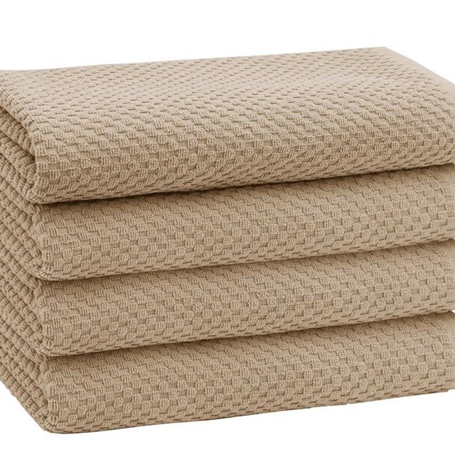 COTTON CRAFT Waffle Bath Towel - Set of 4 Luxury Euro Spa Waffle Weave Towels - 100% Ringspun Cotton Super Absorbent Quick Dry Bath Towel Set - Oversized 30 inches x 56 inches - Linen