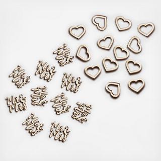 Wooden Heart & Mr. and Mrs. Confetti, Set of 2