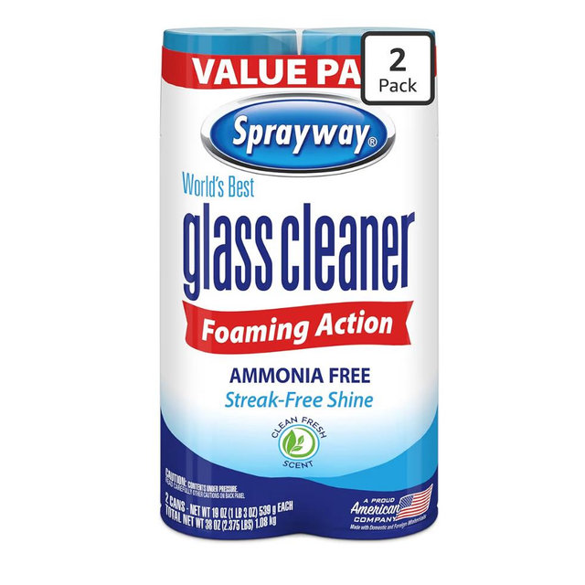 Sprayway Glass Cleaner Foaming Aerosol Spray, 19oz, Pack of 2 | Ammonia-Free, Streakless, Fast-Acting | Cleans & Polishes Glass Surfaces | Fresh Scent, Removes Fingerprints, Dust, Dirt, Smoke Film