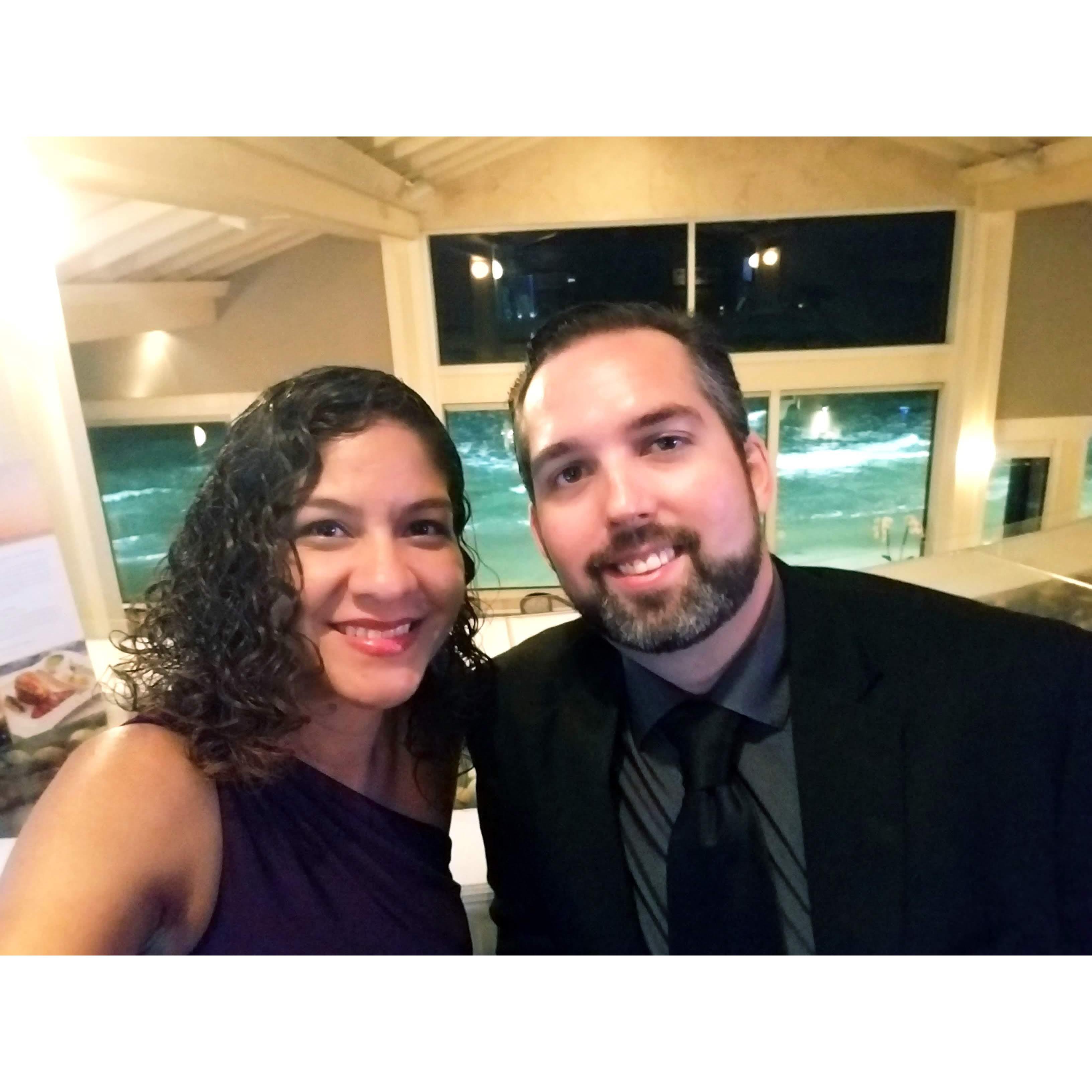 Celebrating our 5 year anniversary at the Marine Room in 2019.