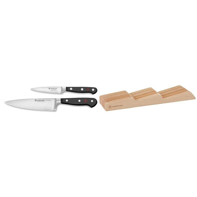 Wüsthof Classic 2-Piece Prep Knife Set & 7-Slot In Drawer Knife Storage