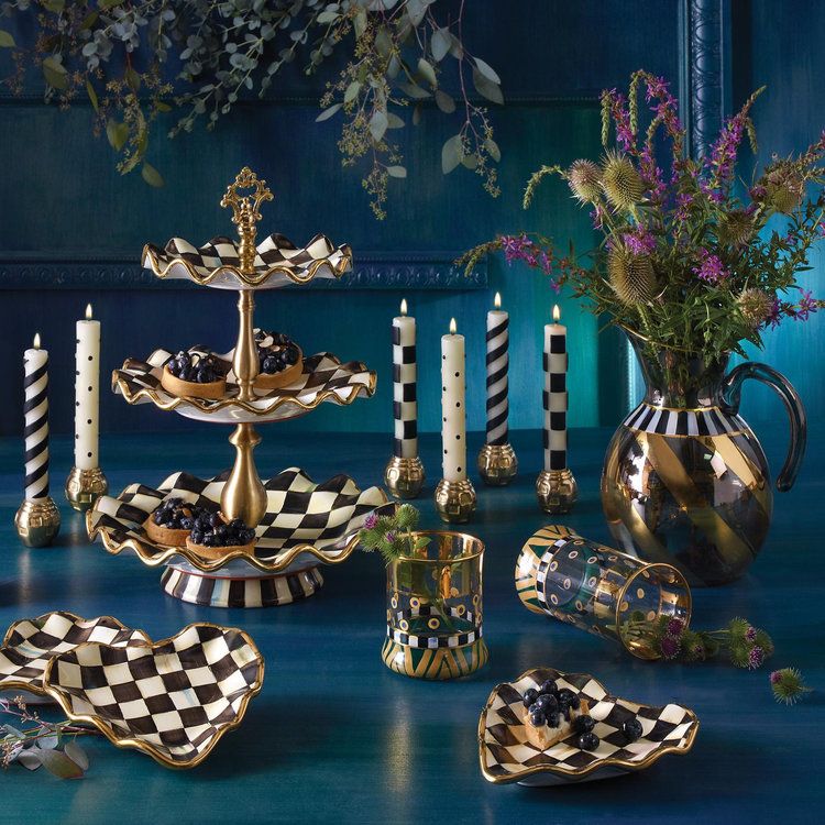 MacKenzie-Childs, Courtly Check Ceramic Three Tier Sweet Stand | Zola