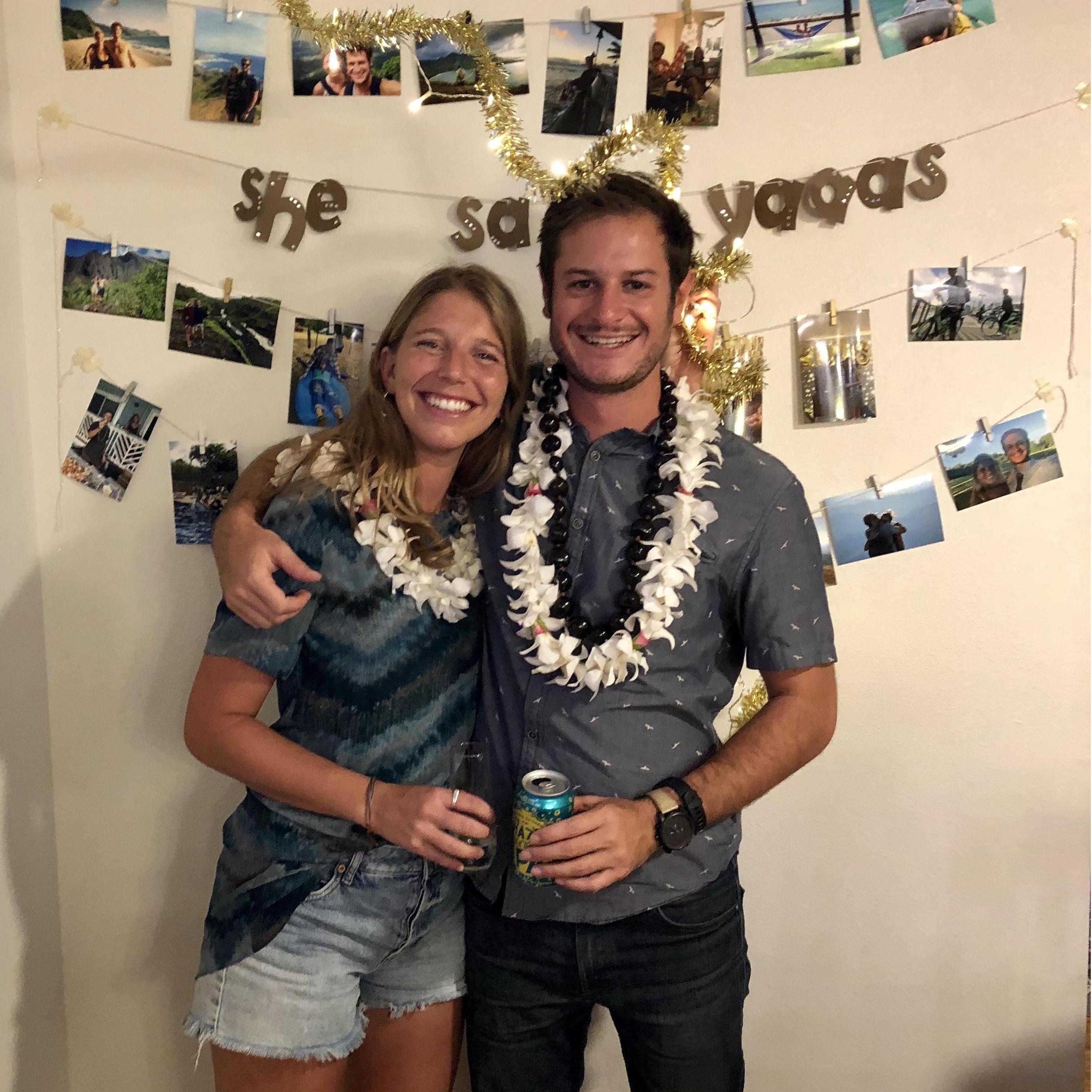 At our Hawaii Surprise Engagement party (Mahalo Gems!)