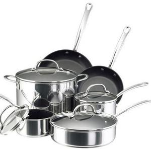 Farberware - Millennium 10-Piece Stainless-Steel Cookware Set - Stainless-Steel