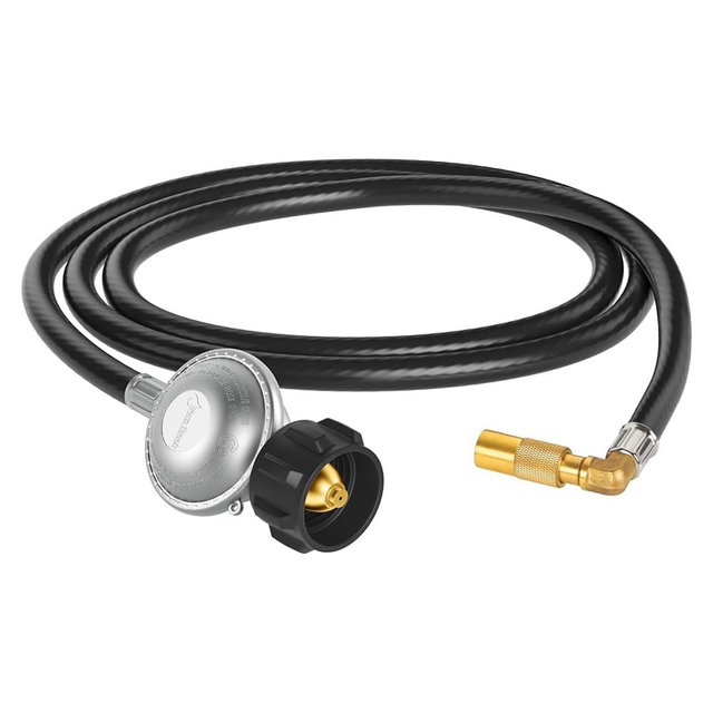 Jakivew 6 FT Propane Regulator Hose for Blackstone 17" and 22" Tabletop Griddle, with 90 Degree Elbow Adaptor Replacement Parts Connect to Large Tank