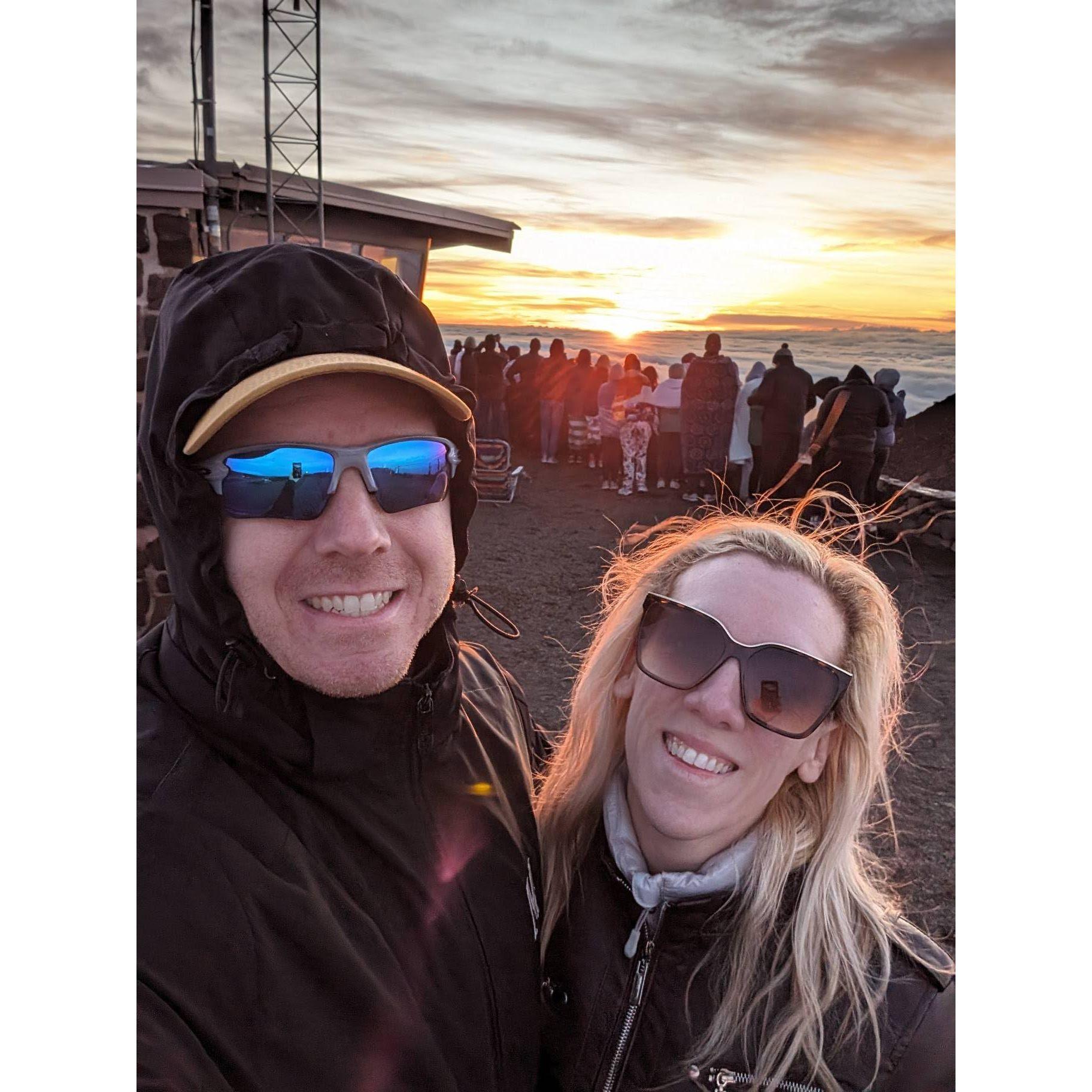 At 10,000 ft, enjoying the sunrise but freezing our butts off.