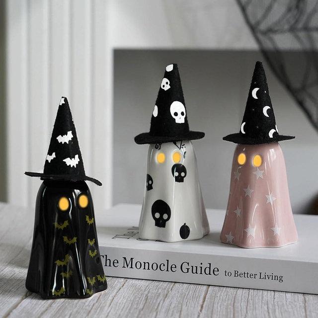 NEROSUN 3 Pack Cute Ghost Light Up Halloween Decor (Style 2)