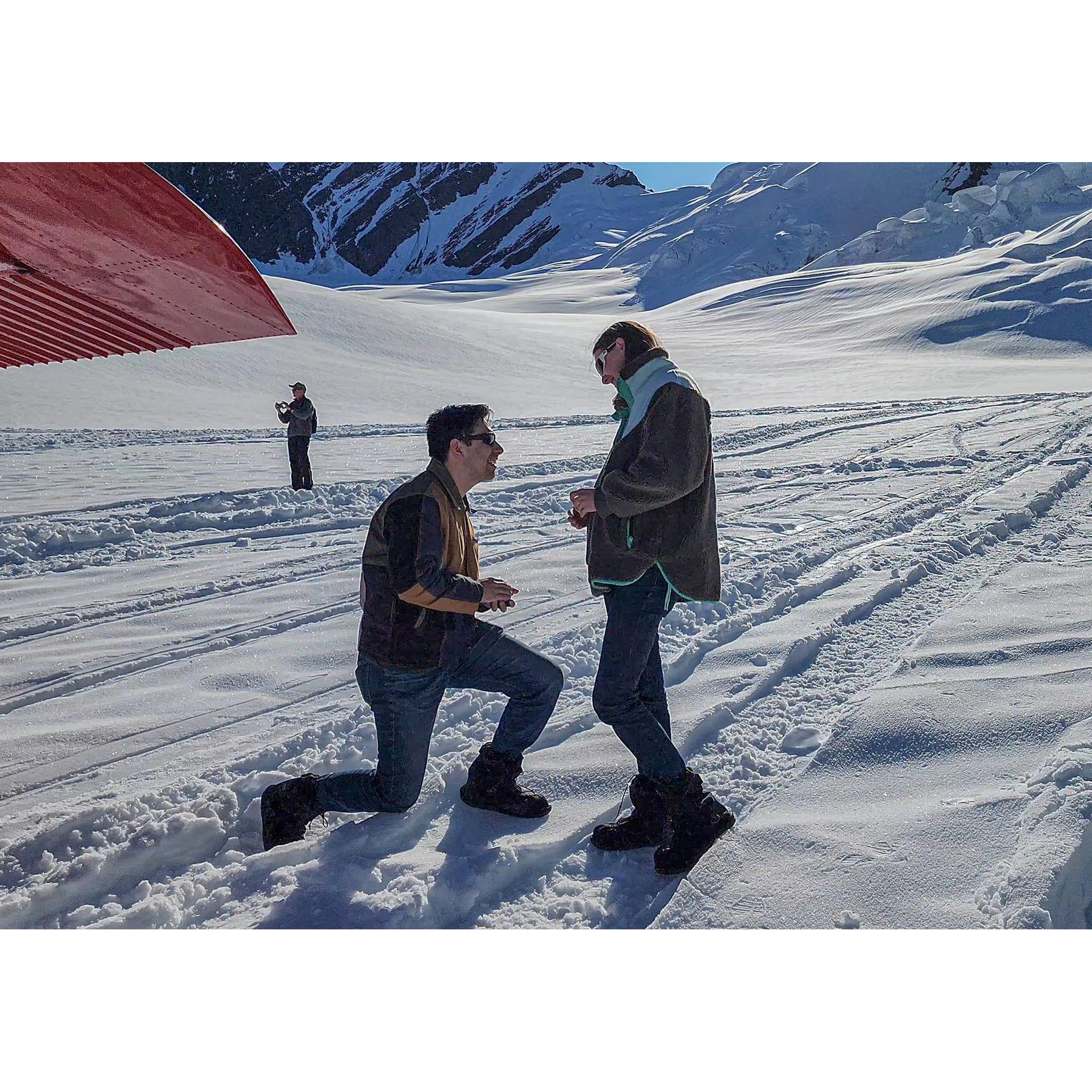 One of the most exhilarating and joyful moments of my life was when I took Grace to Ruth's Glacier and popped the question. I’m pretty sure she said yes—though I might have been a bit too nervous to hear it clearly! 😂