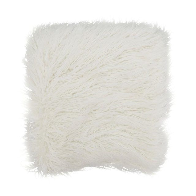Saro Lifestyle Faux Mongolian Fur Throw, 50"x60", Off-White