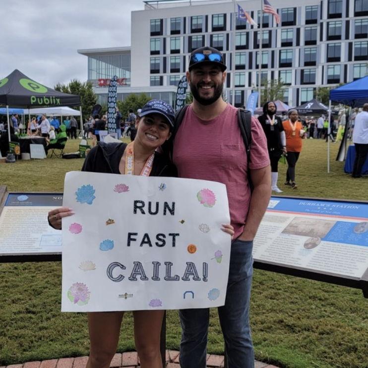 October 15th, 2023: Justin rooting Caila on at her first (and last) half marathon