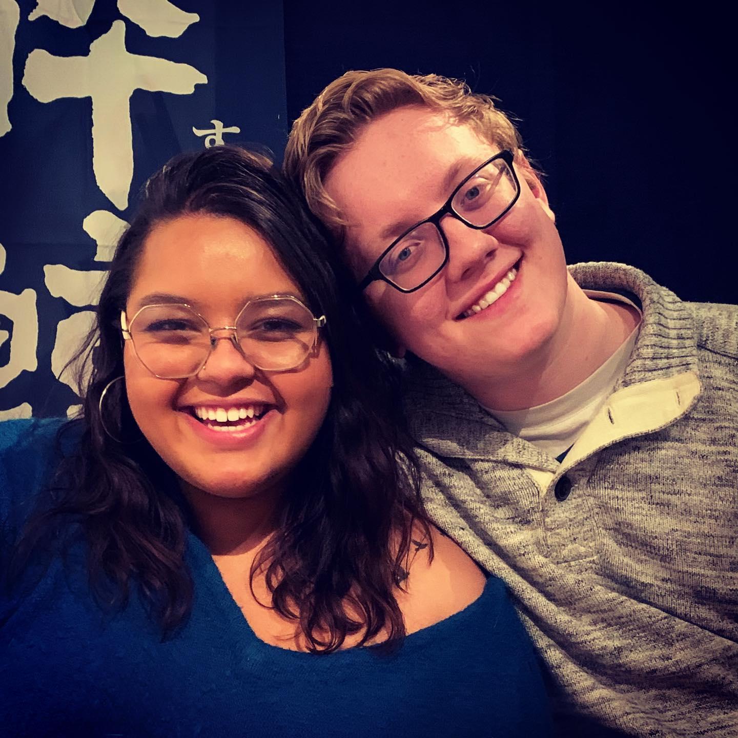 Nick and Carmen’s friends snapped this photo of them at their favorite date spot Ramen Star right after sake bombs!