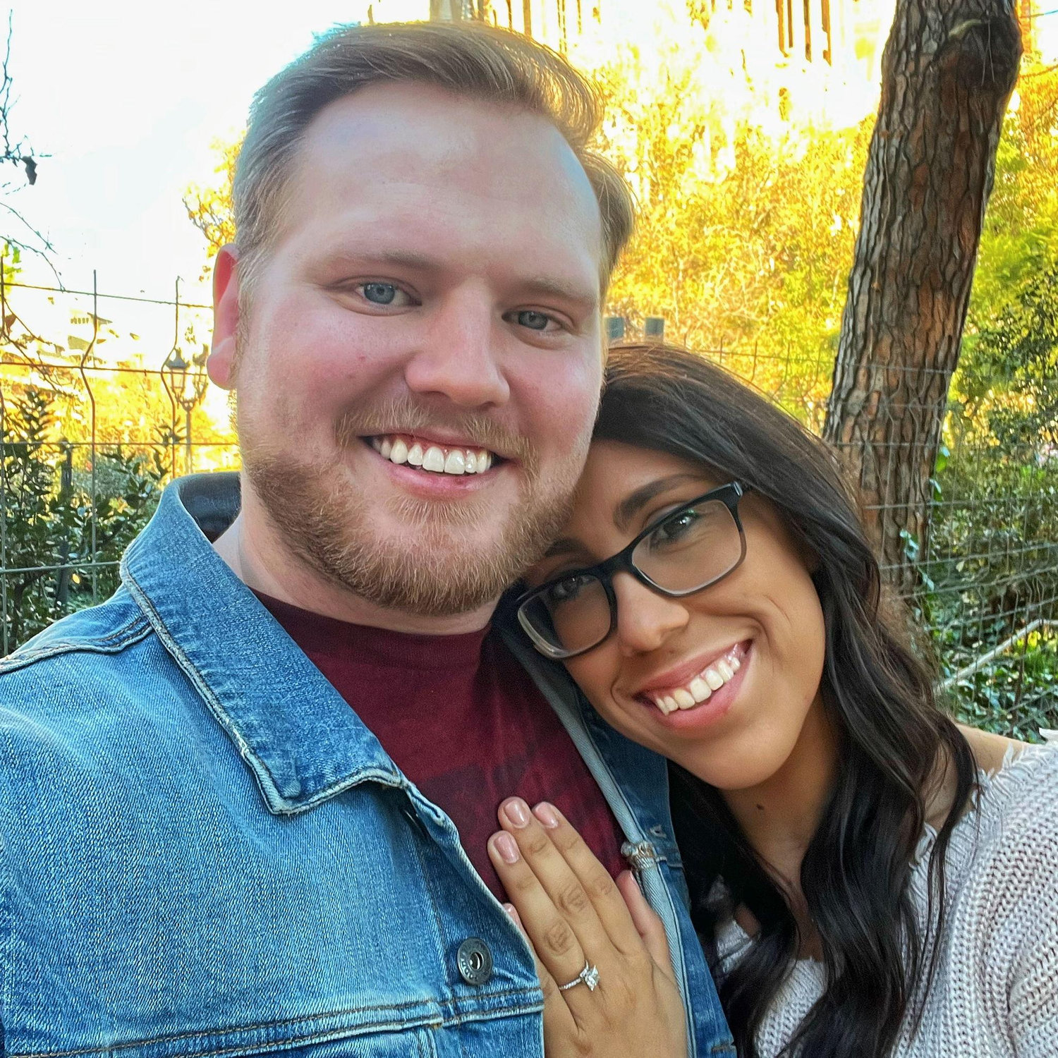 Right after getting engaged at the La Sagrada Familia in Barcelona, Spain - New Year's Eve 2022