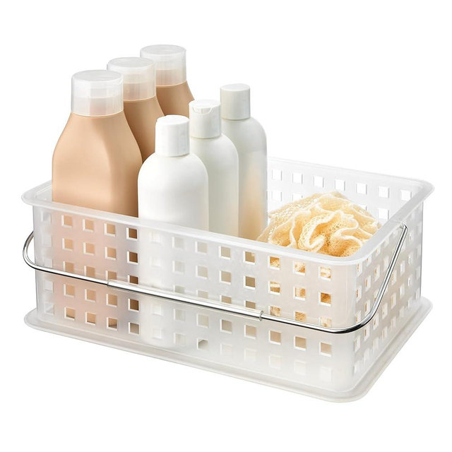 iDesign Portable Shower Caddy Basket with Handle for Dorm or Bathroom - Clear/Frost - Made in USA