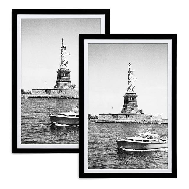 ENJOYBASICS 12x18 Picture Frame Black Poster Frame,Display Pictures 11x17 with Mat or 12x18 Without Mat,Wall Gallery Photo Frames,2 Pack