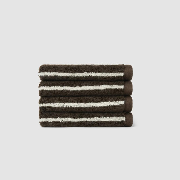 Luxe Washcloths- Espresso Coconut Stripe