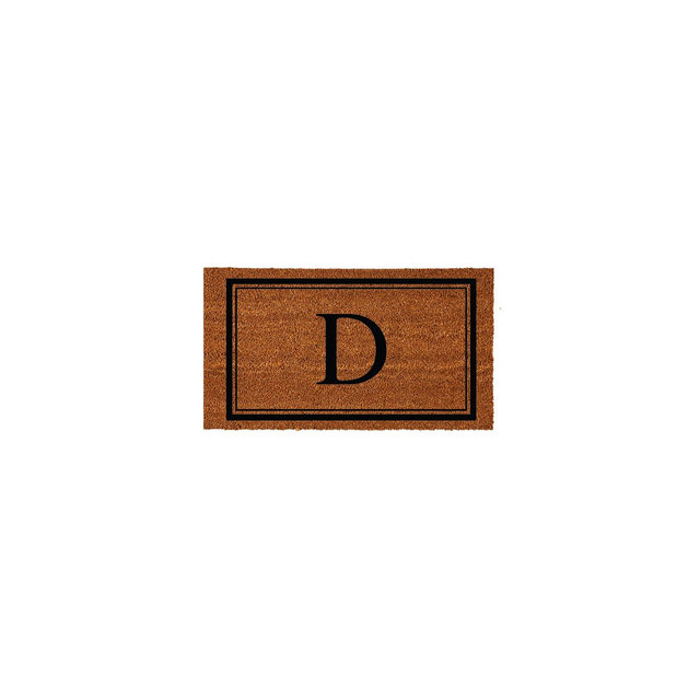 Evergreen Monogram Indoor Outdoor 100% Natural Coir Doormat 28" x 16" | Letter "D"