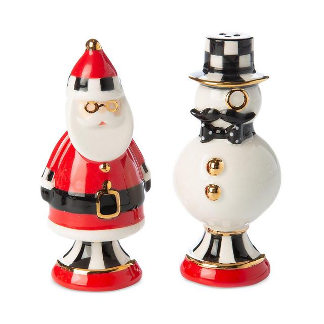 Mackenzie-Childs 2 Piece Checkmate Duo Salt & Pepper Shaker Set