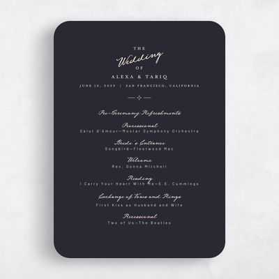 Black Rounded Wedding Program - Finnian