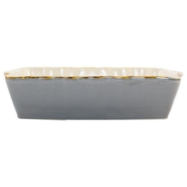 Vietri Bakers Gray Large Rectangular Baker, Artisan Oven Baking Dish, Stoneware Serving Pan/Bakeware