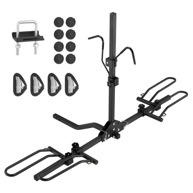 VEVOR Hitch Mount Bike Rack, 2-Bike Platform Style, 80 LBS Max Capacity Bike Rack Hitch for 1.25-/2-inch Receiver, with Tires up to 2.4" Wide,Black