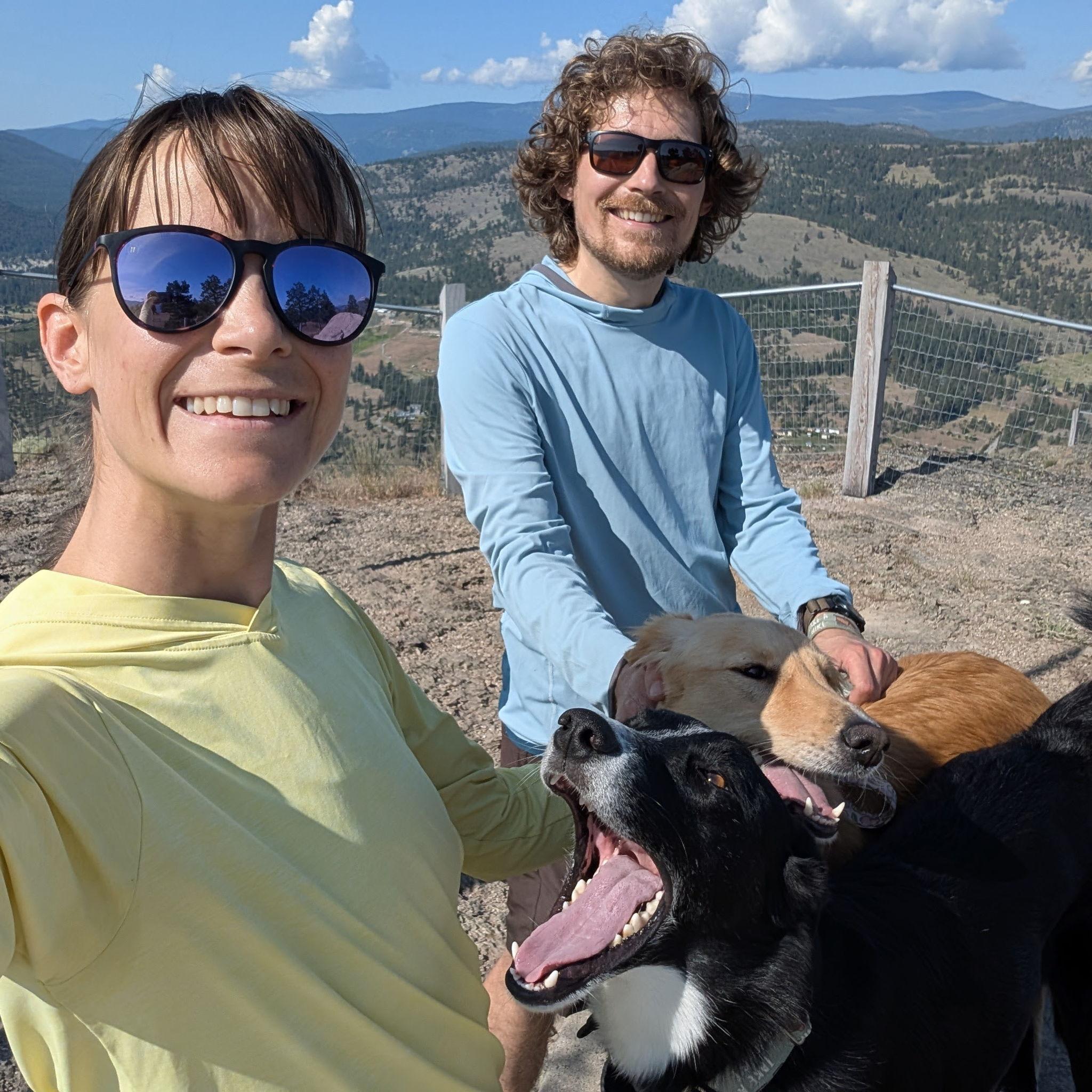 Hiking with excited Boots and Alea!