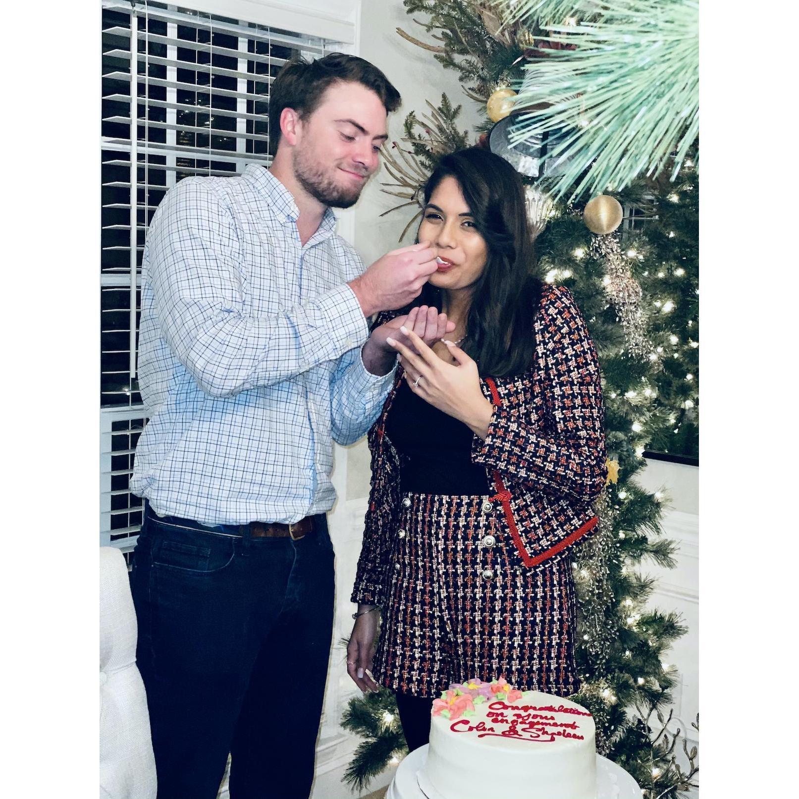 December 24, 2020: Shaoleen sharing her family's cake feeding tradition with the Daly family!