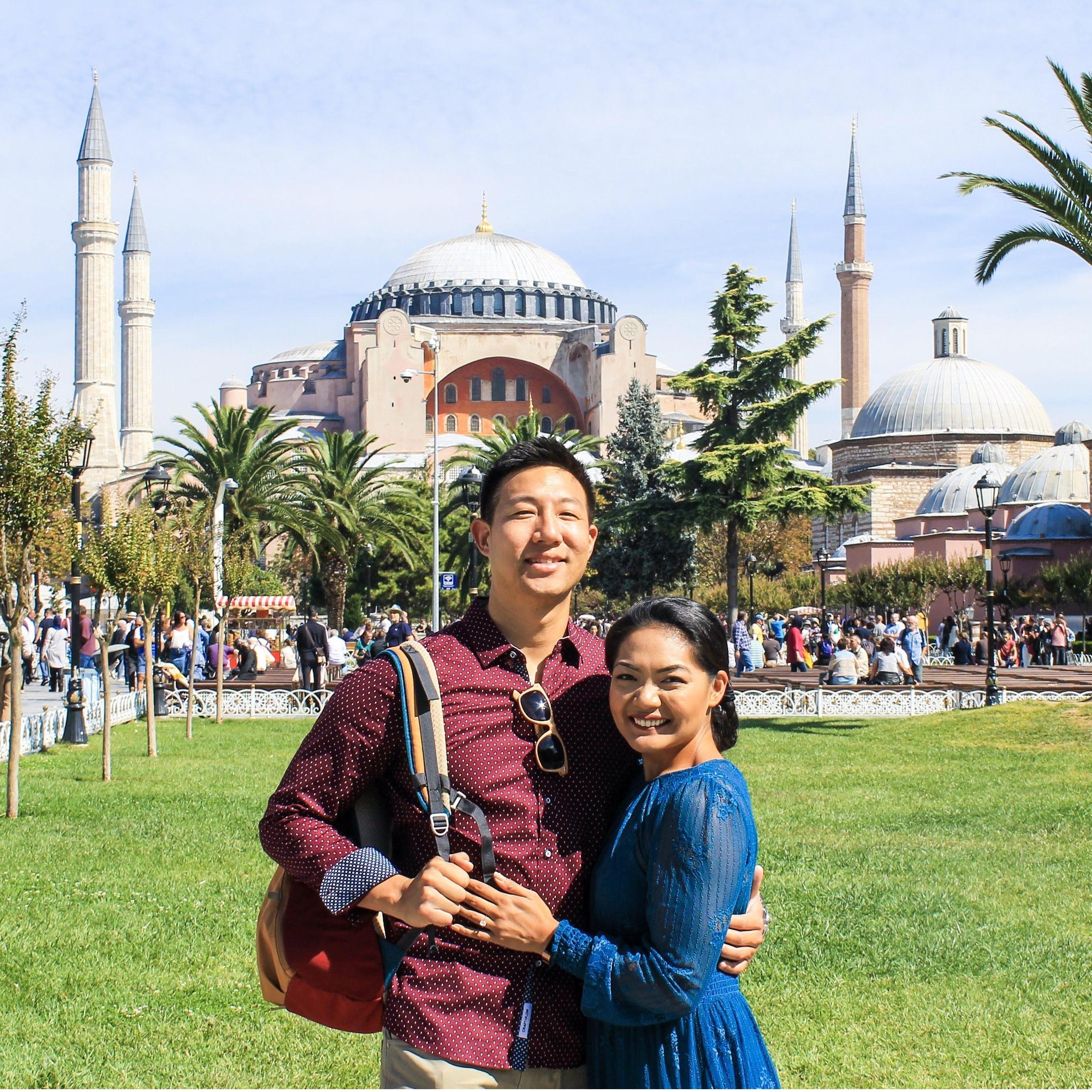 Outside Hagia Sophia in Istanbul, Turkey - September 2019