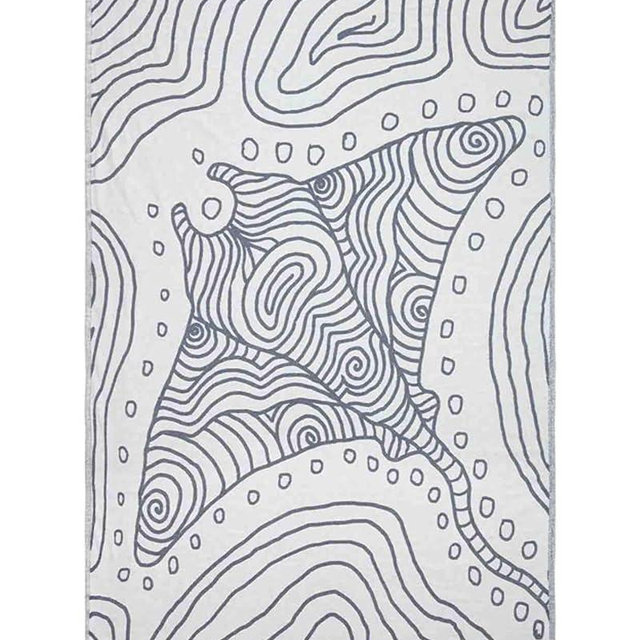 Sand Cloud Large Turkish Beach Towel - Sand Free - 100% Organic Turkish Cotton Yarn - Quick Dry Towel for Beach, Picnic, Blanket or Bath - As Seen on Shark Tank - Marine Life (Devil Ray)