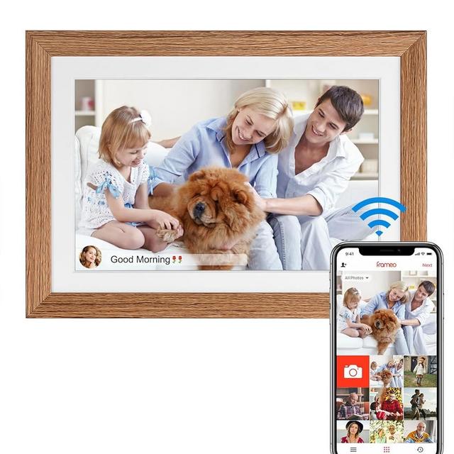FRAMEO 10.1inch WiFi Digital Picture Frame,1280x800 IPS HD Touch Screen Digital Photo Frame,360° Automatic Rotation,Built-in 32G BMemory,Use APP to remotely Send Photos and Videos—Best Gift