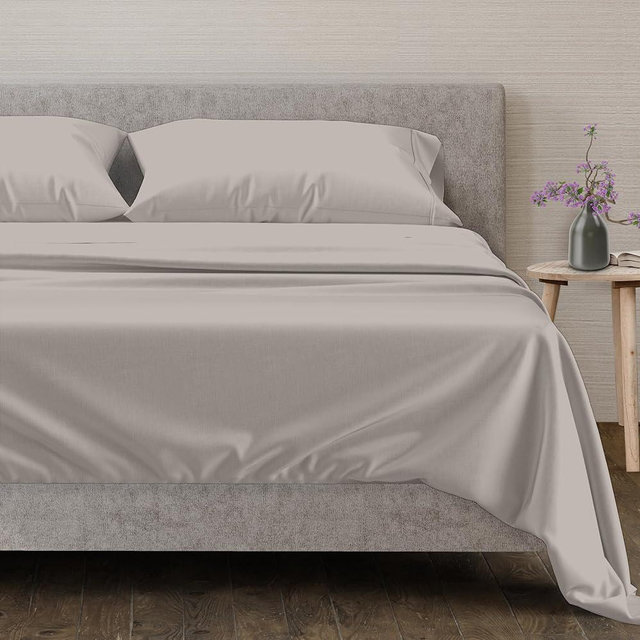 Mayfair Linen 100% Egyptian Cotton Sheets Queen Size - 600 Thread Count Sheets, 4 PC Luxury Sheet Queen Size, Soft, Cooling Sateen Weave Deep Pocket Sheet Set, Fits Mattress Upto 18"- Taupe