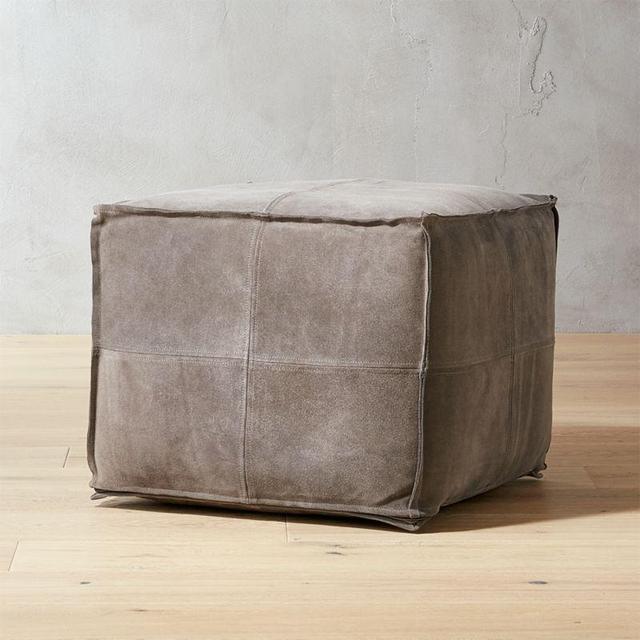 Grey Suede Pouf