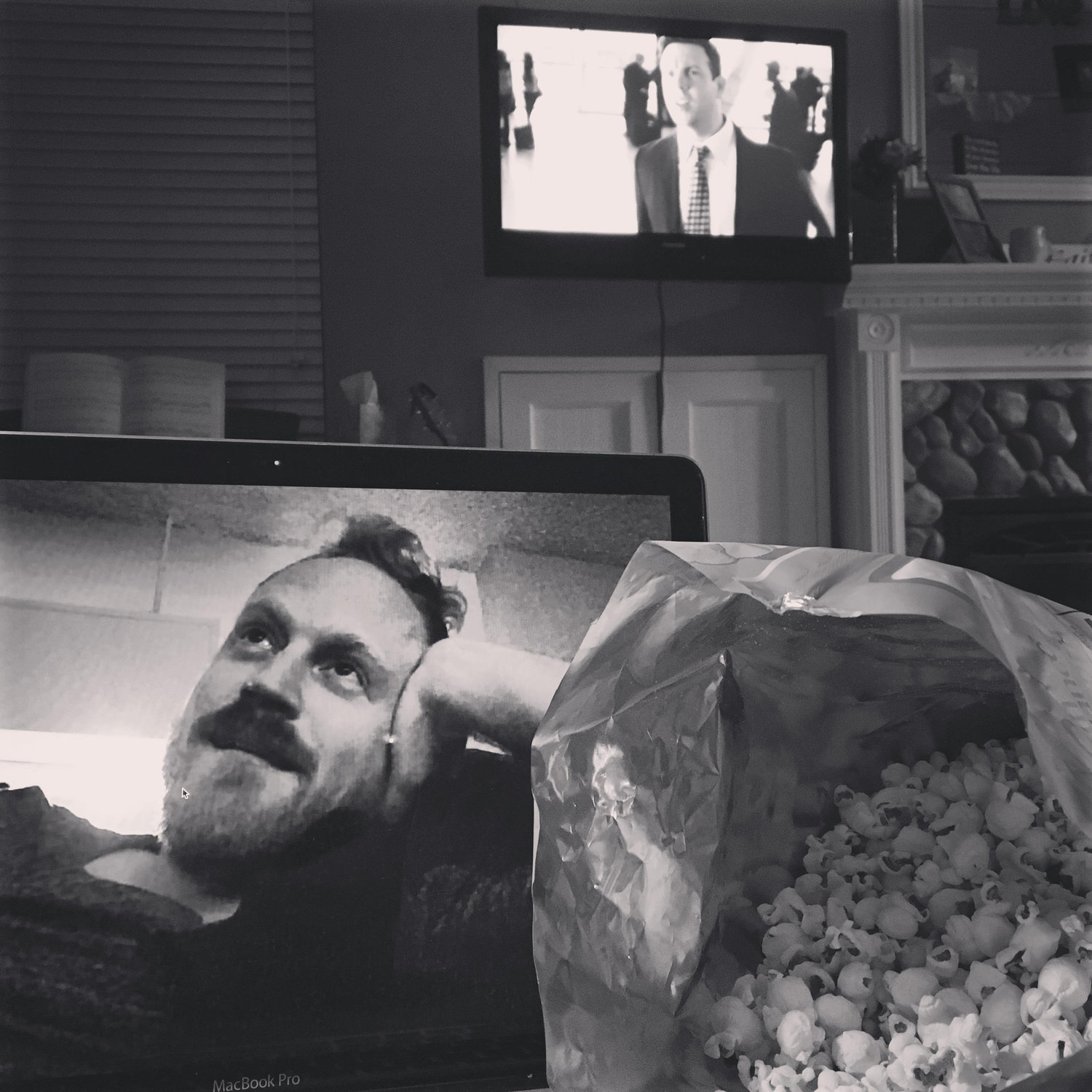 Jason and Tia were long-distance for a while, and they became very successful at lining up Netflix shows to watch together. Typical "date night" during that time!