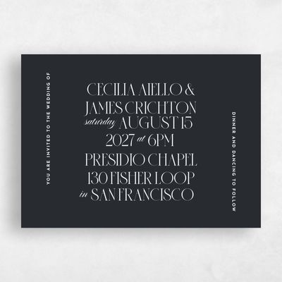 Black Landscape Wedding Invitation - Milan Landscape